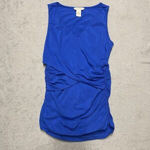 Sundance Top‎ Small Blue Sleeveless Crossover Ruched Stretch V Neck